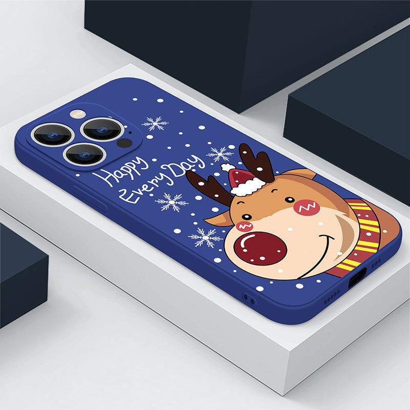 Silicone Painted Elk Snowman Case for iPhone