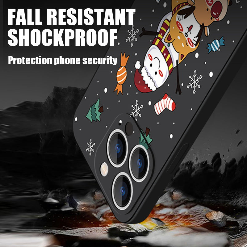 Silicone Painted Elk Snowman Case for iPhone